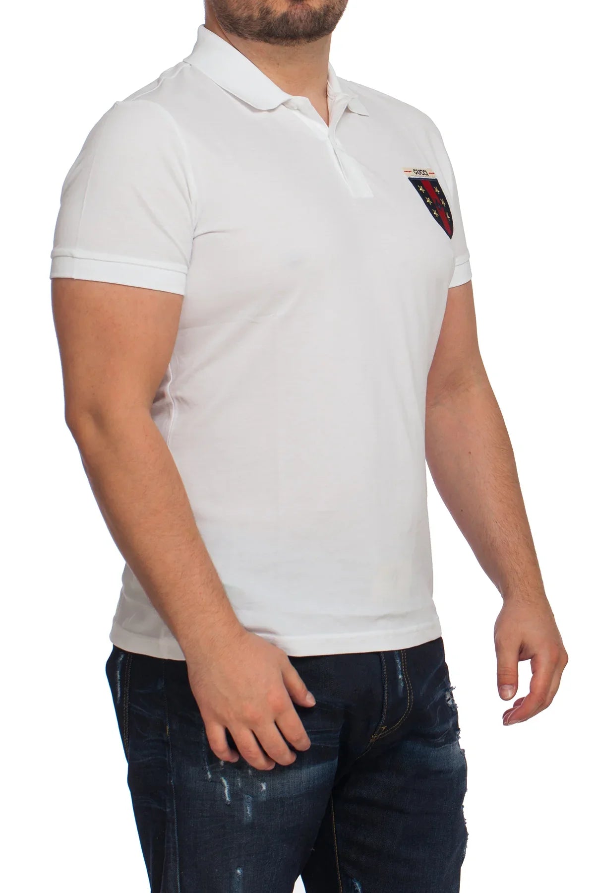 Gucci Men's Polo Shirt In White Slim Fit Size Outlet Collection 2023