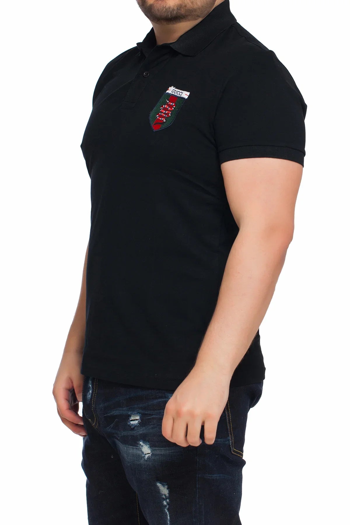 Gucci Men's Polo Shirt In Navy Slim Fit Size Outlet Collection 2023